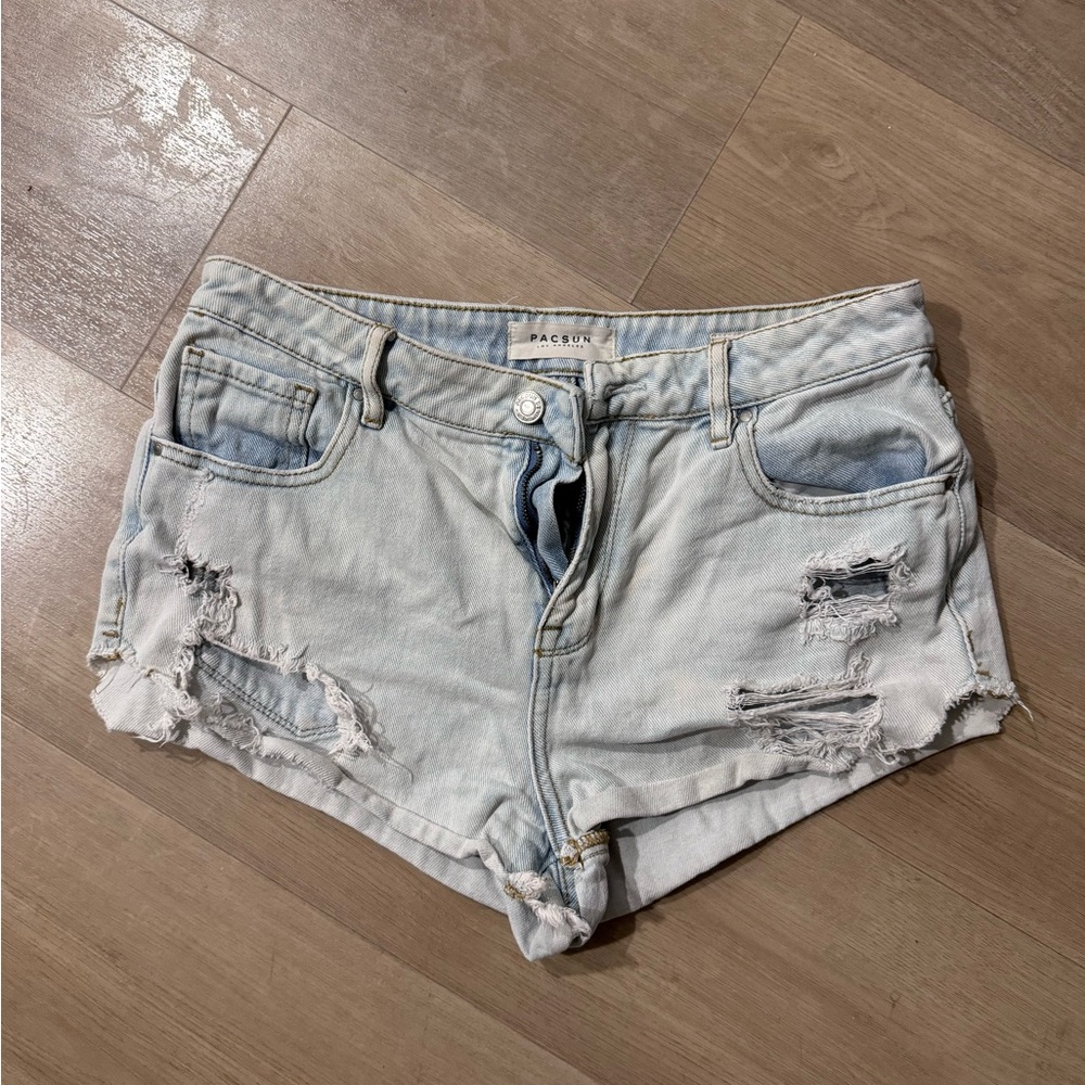 PacSun Light Blue Distressed Women Micro Shorts